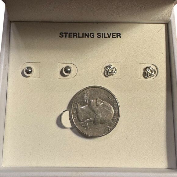 R.H. Macy & Co Elegant Sterling Silver Knot and Hoop Earring Set - Picture 4 of 6